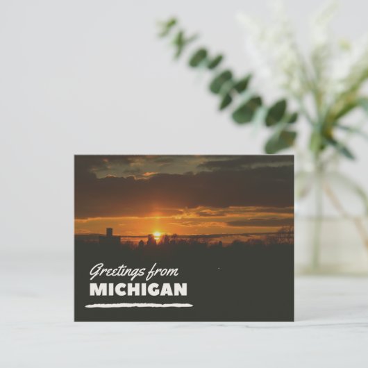 Grüße von Michigan Postcard Postkarte (Stehend Vorderseite)