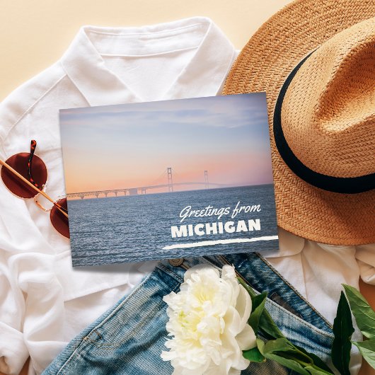 Grüße von Michigan Straße von Mackinaw Postkarte