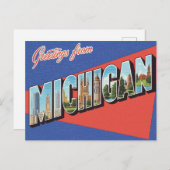 Grüße von Michigan Vintag Postkarte (Vorne/Hinten)