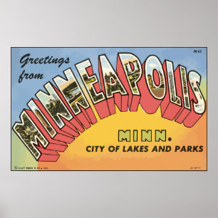 Grüße von Minneapolis Minn, Vintag Poster