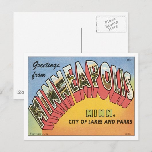 Grüße von Minneapolis Postkarte (Vorne/Hinten)