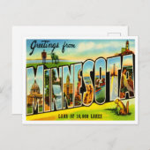 Grüße von Minnesota Vintage Reise Postkarte (Vorne/Hinten)