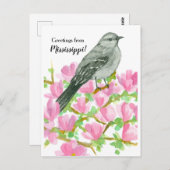 Grüße von Mississippi Mockingbird Magnolia Postkarte (Vorne/Hinten)