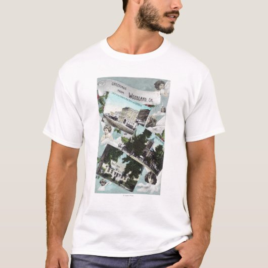 Grüße von mit landschaftlichem ViewsWoodland, CA T-Shirt (Vorderseite)
