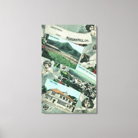 Grüße von mit Landschaftlicher Aussicht Leinwanddruck (Vorderseite)