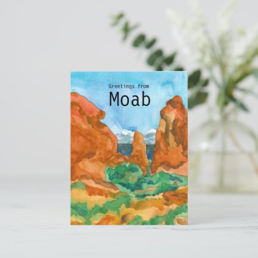 Grüße von Moab Utah Rock Mountains Wüste Postkarte (Stehend Vorderseite)
