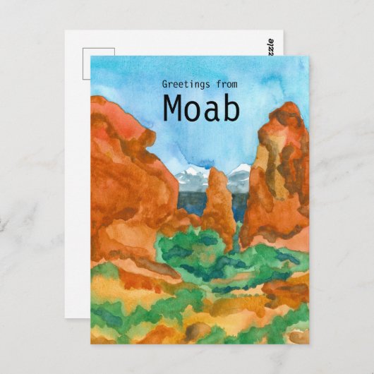 Grüße von Moab Utah Rock Mountains Wüste Postkarte (Vorne/Hinten)