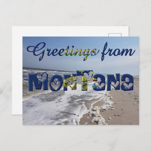 Grüße von Montana State Flag Hearts USA Postkarte (Vorne/Hinten)