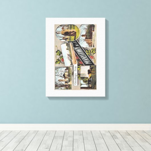 Grüße von Morristown NJ Vintage Style Leinwanddruck (Insitu (Holzboden))