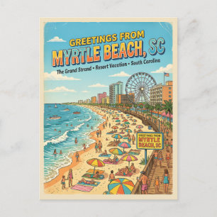 Grüße von Myrtle Beach SC im Vintage-Stil  Postkarte