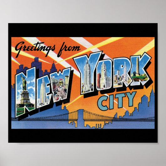 Grüße von New York CIty Retro Postcard Poster (Vorne)