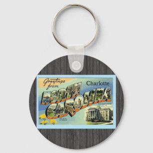 Grüße von Nord-Carolina Charlotte, Vintag Schlüsselanhänger