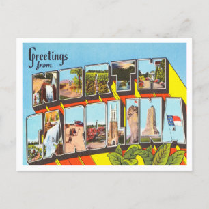 Grüße von North Carolina Vintage Travel Postkarte