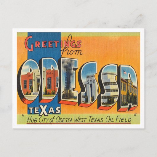 Grüße von Odessa, Texas Vintage Travel Postkarte (Vorderseite)