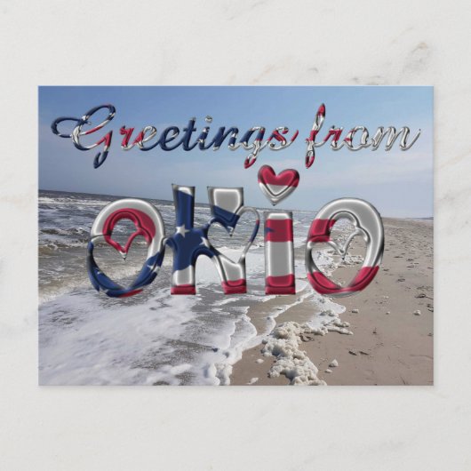 Grüße von Ohio State Flag Hearts USA Postkarte (Vorderseite)