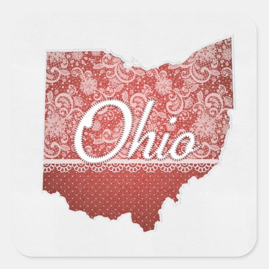 Grüße von Ohio Stitched Look Quadratischer Aufkleber (Vorderseite)