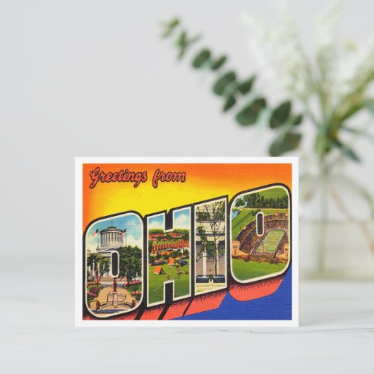 Grüße von Ohio Vintage Travel Postkarte (Stehend Vorderseite)