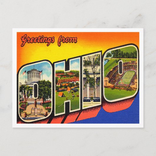 Grüße von Ohio Vintage Travel Postkarte (Vorderseite)