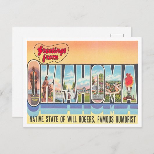 Grüße von Oklahoma Vintage Travel Postkarte (Vorne/Hinten)