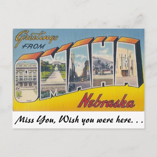 Grüße von Omaha, Nebraska Postkarte (Vorderseite)