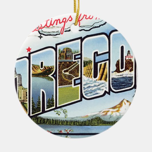Grüße von Oregon Keramik Ornament (Vorne)