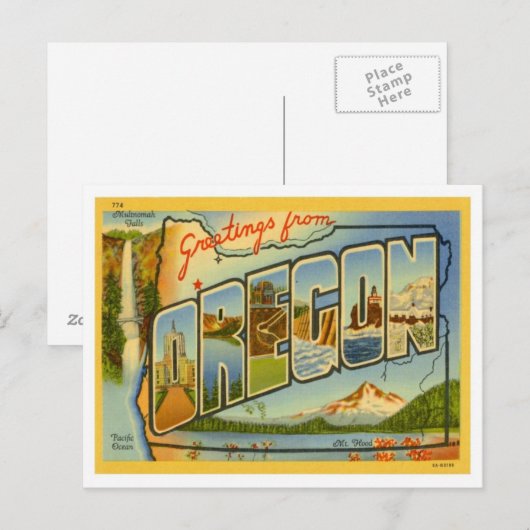 Grüße von Oregon Postkarte (Vorne/Hinten)