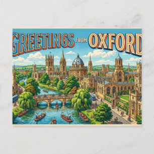 Grüße von Oxford Vintage Reise-Postkarte Postkarte