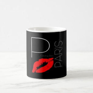 Grüße von Paris Frankreich Red Lipstick Kiss Kaffeetasse