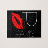 Grüße von Paris Red Lipstick Kiss Black Puzzle (Horizontal)
