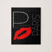 Grüße von Paris Red Lipstick Kiss Black Puzzle (Vertikal)