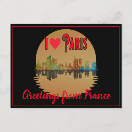 Grüße von Paris Skyline Sunset Souvenir Feiertagspostkarte