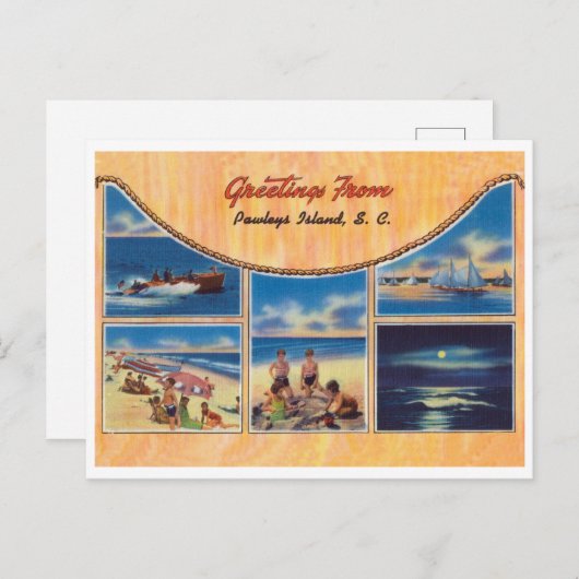 Grüße von Pawleys Island Vintag Postkarte (Vorne/Hinten)