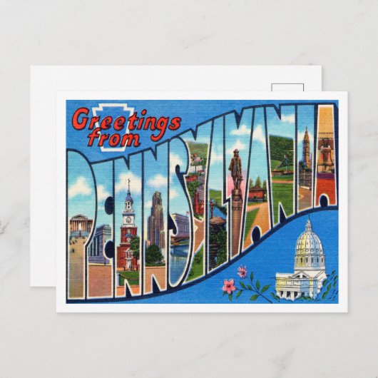 Grüße von Pennsylvania Vintage Travel Postkarte (Vorne/Hinten)