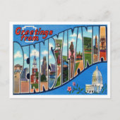 Grüße von Pennsylvania Vintage Travel Postkarte (Vorderseite)