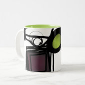 Grüße von Philydion: Abstrakt Schwarz und Weiß Zweifarbige Tasse (Vorderseite Links)