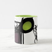 Grüße von Philydion: Abstrakt Schwarz und Weiß Zweifarbige Tasse (Mittel)