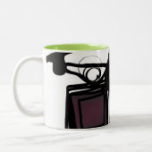 Grüße von Philydion: Abstrakt Schwarz und Weiß Zweifarbige Tasse (Links)