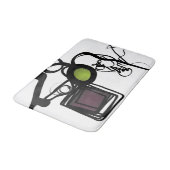 Grüße von Philydion: Abstrakt Schwarz & Weiß Badematte (Schrägansicht)