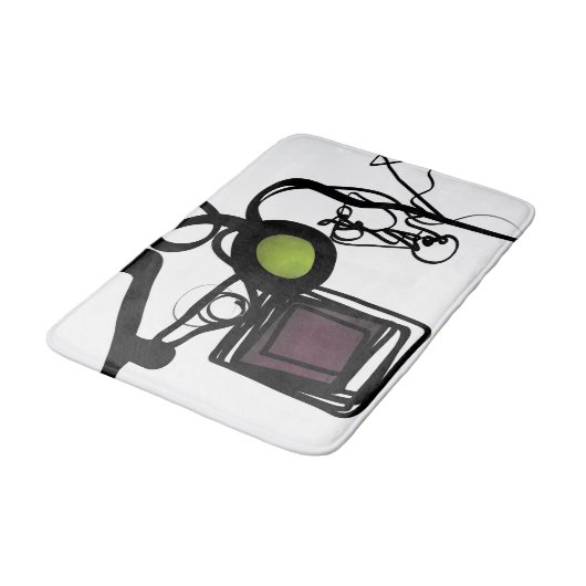 Grüße von Philydion: Abstrakt Schwarz & Weiß Badematte (Schrägansicht)