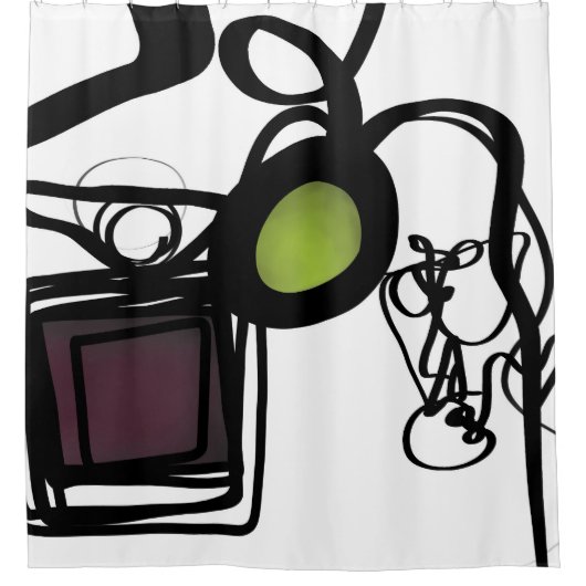 Grüße von Philydion: Abstrakt Schwarz & Weiß Duschvorhang (Vorderseite)