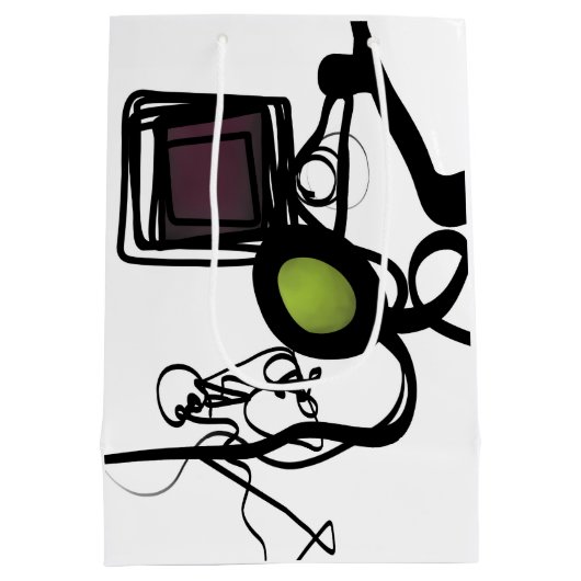 Grüße von Philydion: Abstrakt Schwarz & Weiß Mittlere Geschenktüte (Rückseite)