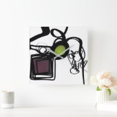 Grüße von Philydion: Abstrakt Schwarz & Weiß Quadratische Wanduhr (Zuhause)