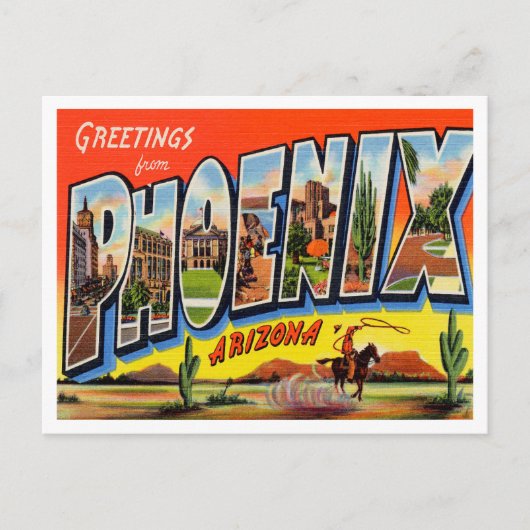 Grüße von Phoenix, Arizona Vintage Travel Postkarte (Vorderseite)