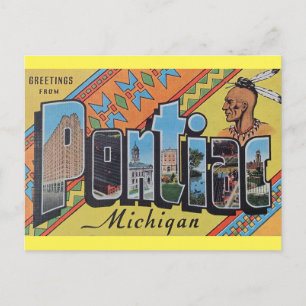 Grüße von Pontiac Michigan Postcard Postkarte