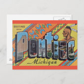 Grüße von Pontiac Michigan Postcard Postkarte (Vorne/Hinten)