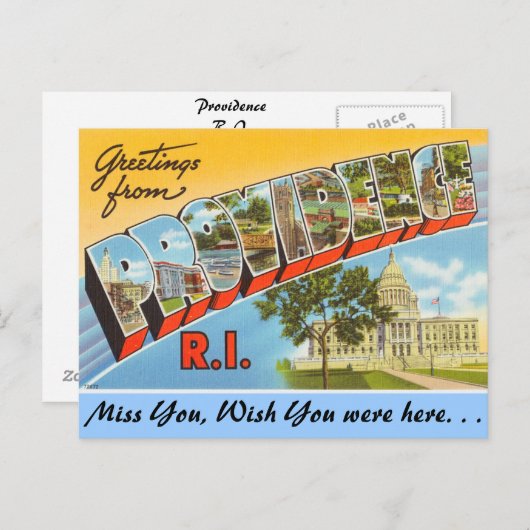 Grüße von Providence Postkarte (Vorne/Hinten)