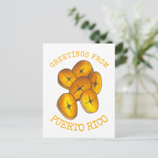 Grüße von Puerto Rico Fried Plantains Bananas Postkarte (Stehend Vorderseite)