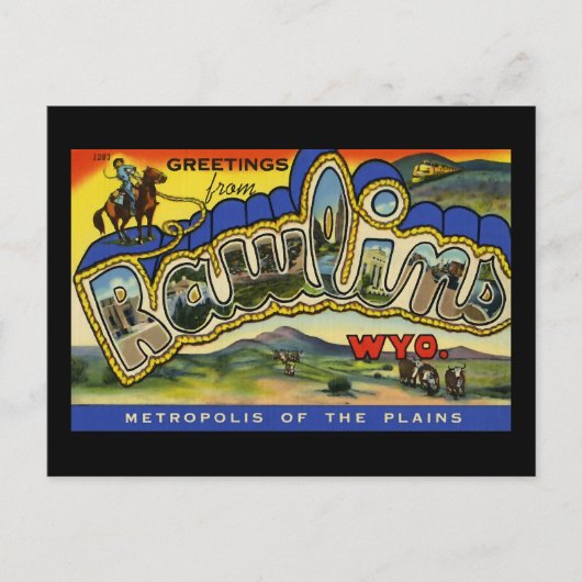 Grüße von Rawlins Wyoming Postkarte (Vorderseite)