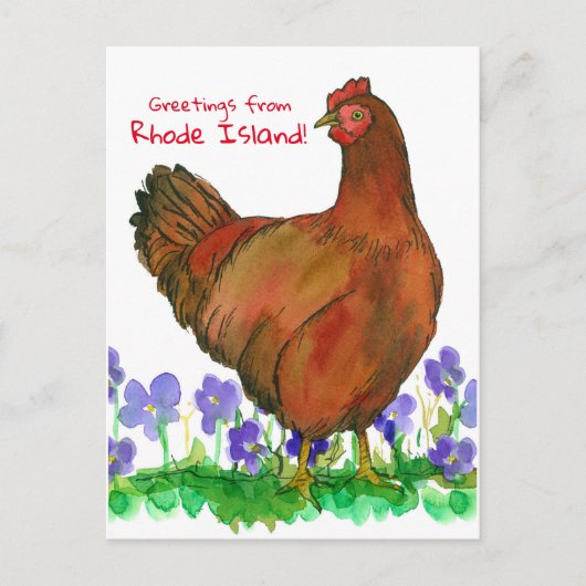 Grüße von Red Hen Violets von Rhode Island Postkarte (Vorderseite)