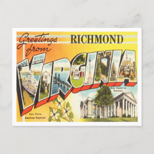 Grüße von Richmond, Virginia Vintage Travel Postkarte